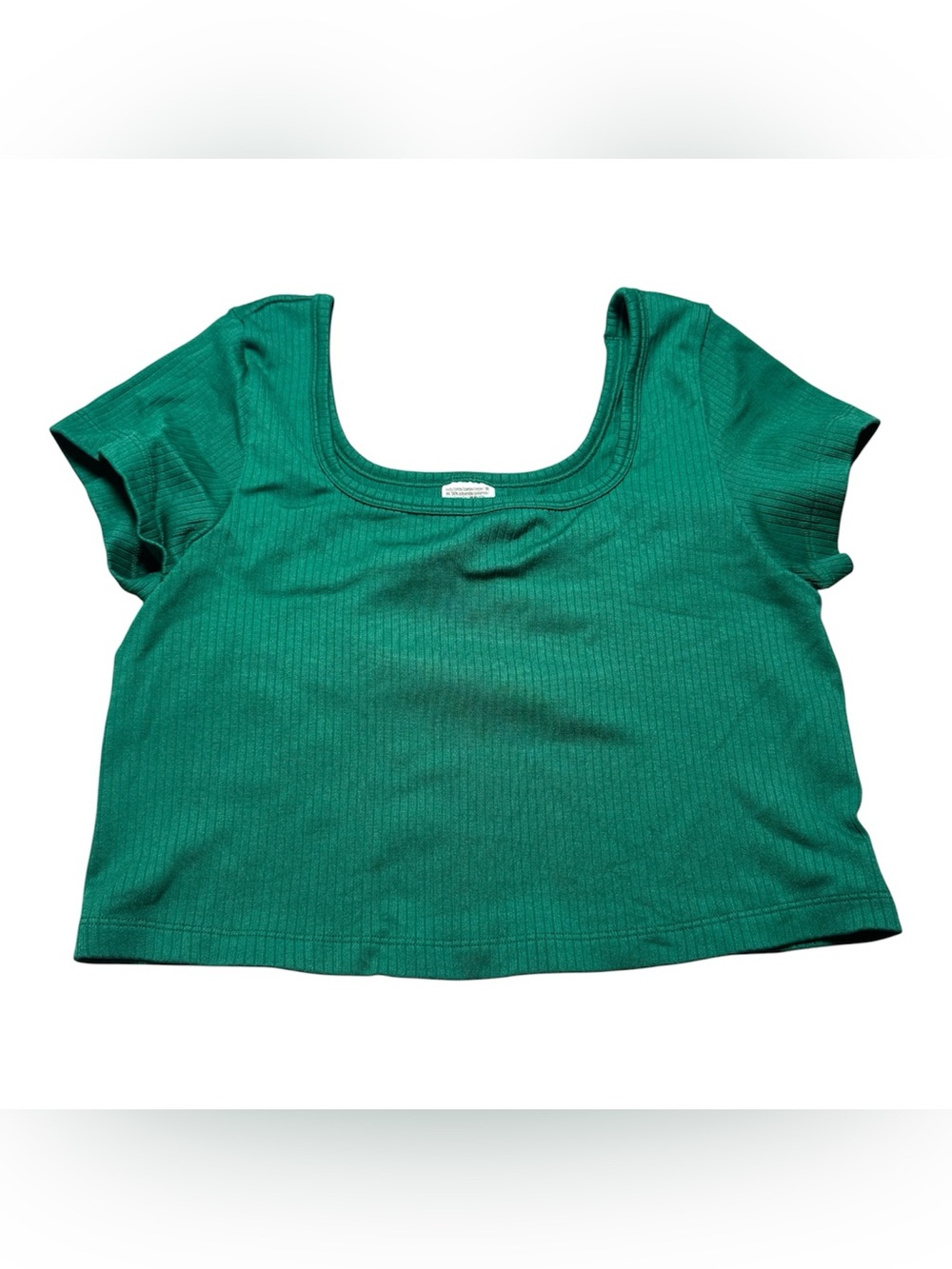 PINK Victoria’s Secret Large emerald green square neck ribbed cropped top